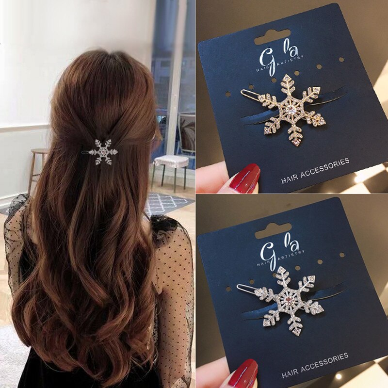 Geometrische Hair Clips Metal Snowflake Rhinestone Haarspeld Diamant Haar Sieraden Goud Zilver Haarspeldjes Accessoires