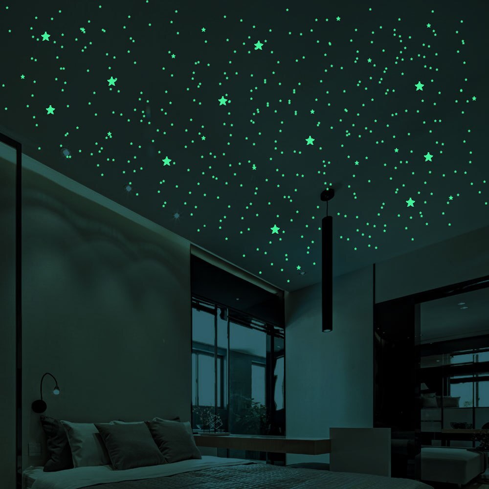 1 Sheet 457 pcs PVC Star Dots Stars Glow In Dark Wall Art Decals Luminous Wall Stickers Home Kids Rooms Decor