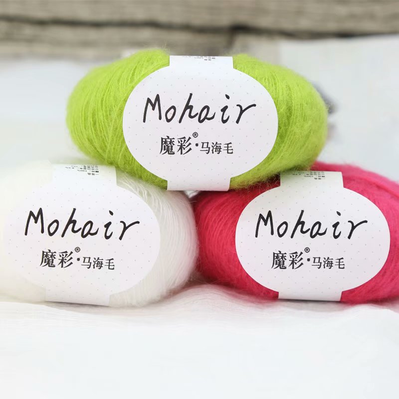 Ovillo de hilo acrílico Mohair para ganchillo, hilo fino para tejer a mano, para suéter, bufanda, 25g por bola