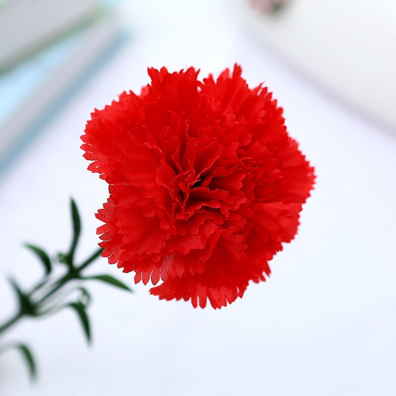 The simulation flower carnation single artificial flower decoration silk flowers on mother's day teacher's day: Red