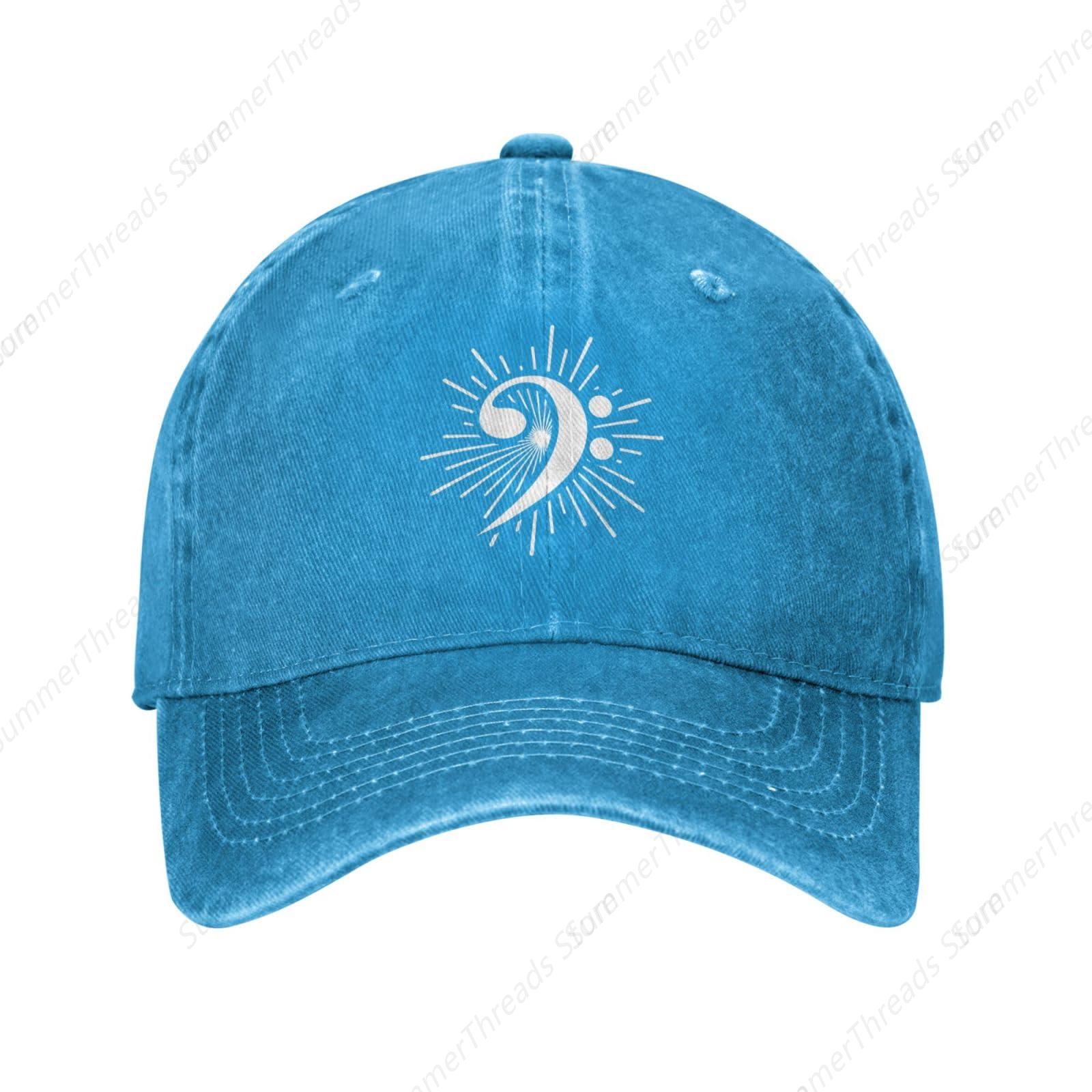 Bass Clef Music Logo Hat Vintage lavado desgastado gorra de béisbol golf papá sombrero para hombres mujeres: Gris oscuro
