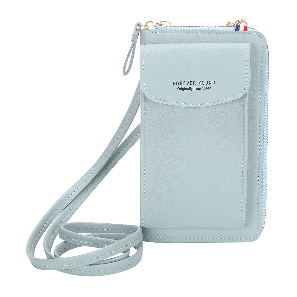 Vrouwen Portemonnee Beroemde Mobiele Telefoon Tassen Grote Kaarthouders Handtas Purse Clutch Messenger Schouder Lange Bandjes: Blauw