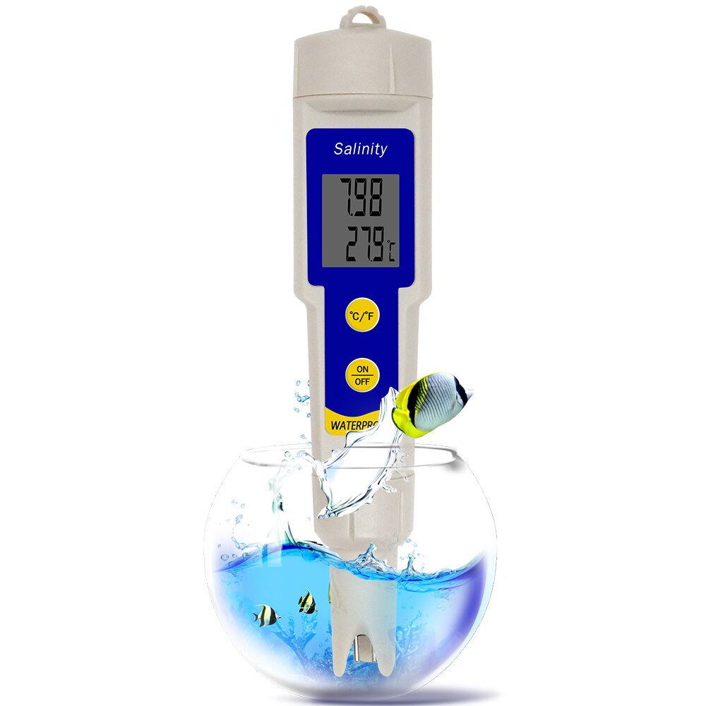 Digital Salinity Tester Salt Meter 2 in1 Temp Salinometer Aquarium Salty Testers Marine Salinity Pool Testing Salinometer 40%Off