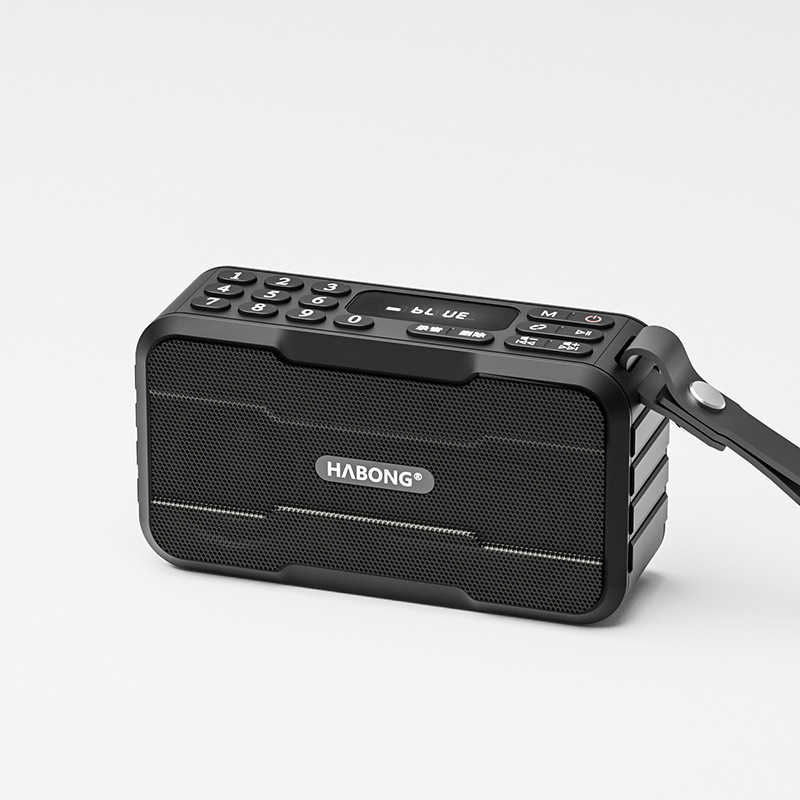 Radio FM portátil, minialtavoz Bluetooth, barra de sonido Hifi, Subwoofer, Walkman manos libres, reproductor de música, grabadora con micrófono: Negro
