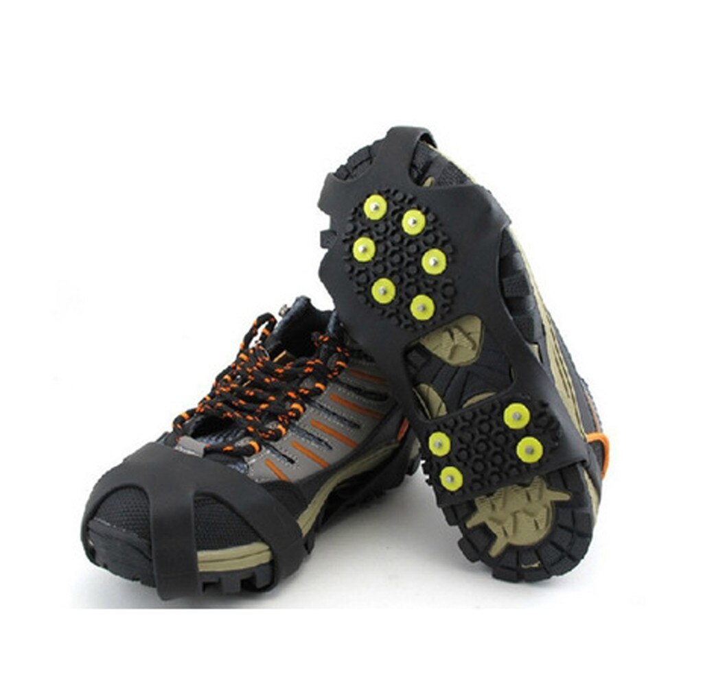 1 Pair Ice Snow Grips Cleat Over Shoe Boot Rubber Spikes Anti Slip 10-stud Crampons Stretch Footwear Climbing, Hiking