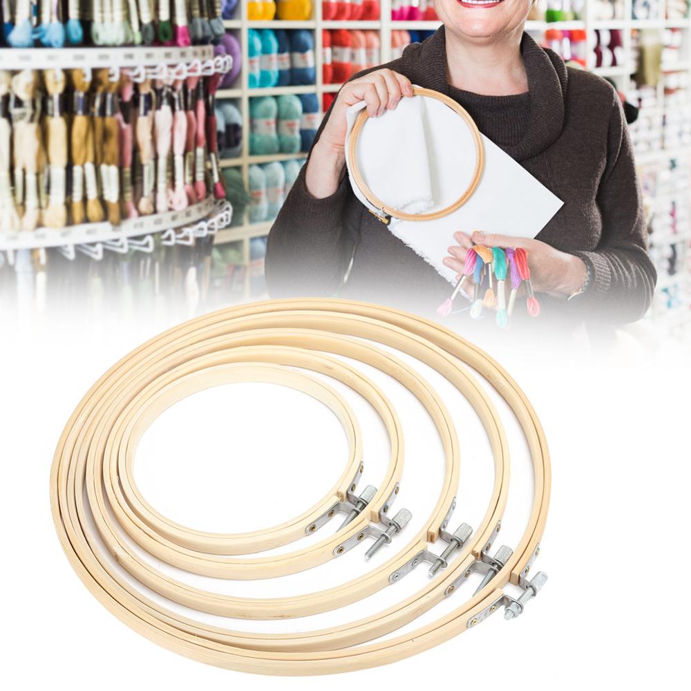 5Pcs Round Embroidery Hoops Cross Stitch Frame Ring Loop Bamboo Composite Hand Sewing Tools