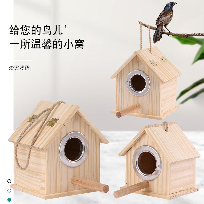 Nido de Pájaro, decoración de jardín resistente, casa de madera para pájaros, caja de anidación de pájaros ecológica, casa de pájaros de madera Natural, decoración de jardín
