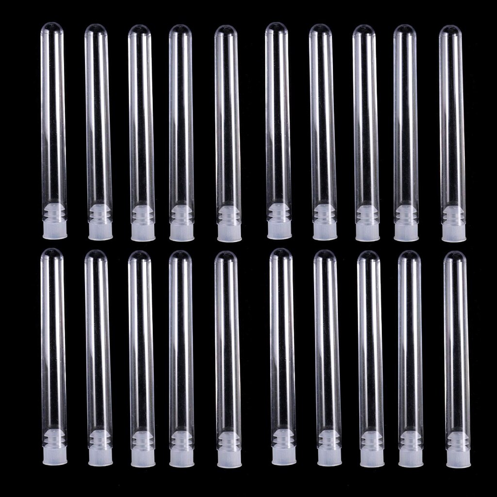 50pcs/pack Transparent Laboratory Clear Plastic Test Tube Vials+Push Caps School Lab Supplies 12x100mm Wedding Favours