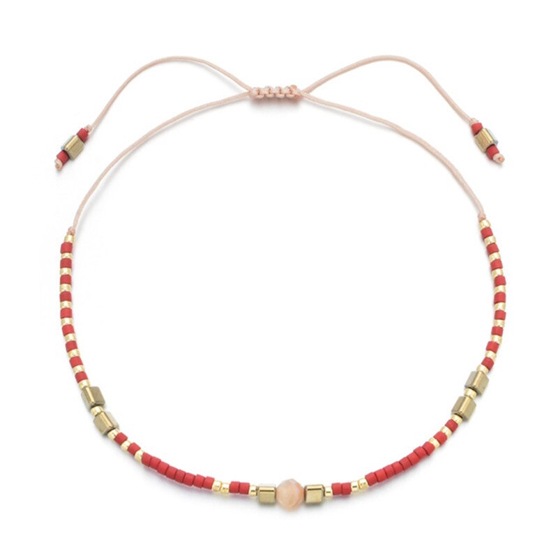 Boheme tynde miyuki beaded sten krystal armbånd & amp; armbånd til kvinder håndlavede vintage armbånd med etnisk knude