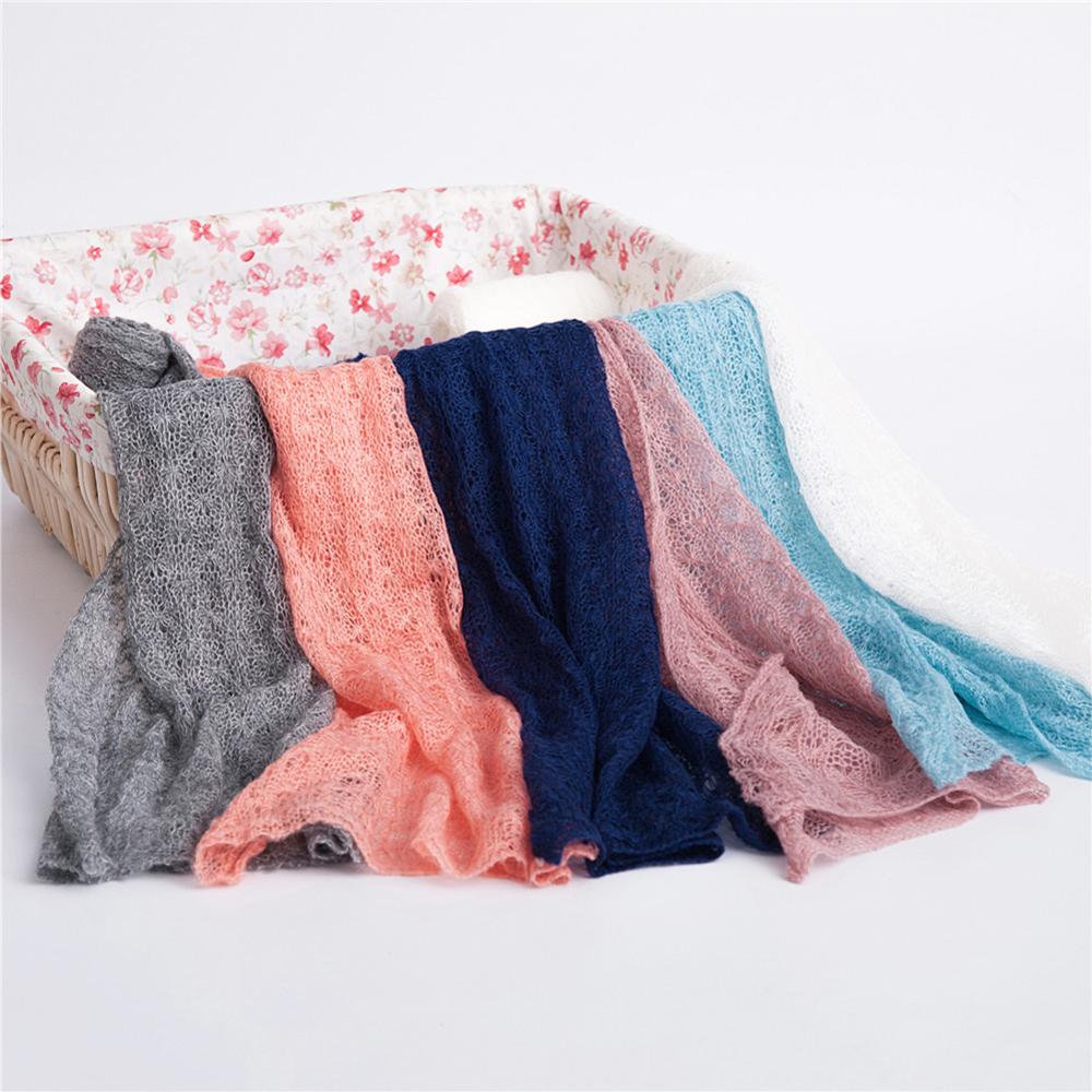 2 Pçs/set Trecho Cobertor Do Bebê Recém-nascido Envolve Fotografia Props Knit Envoltório Foto Pano Acessórios Cocar acessórios para o cabelo