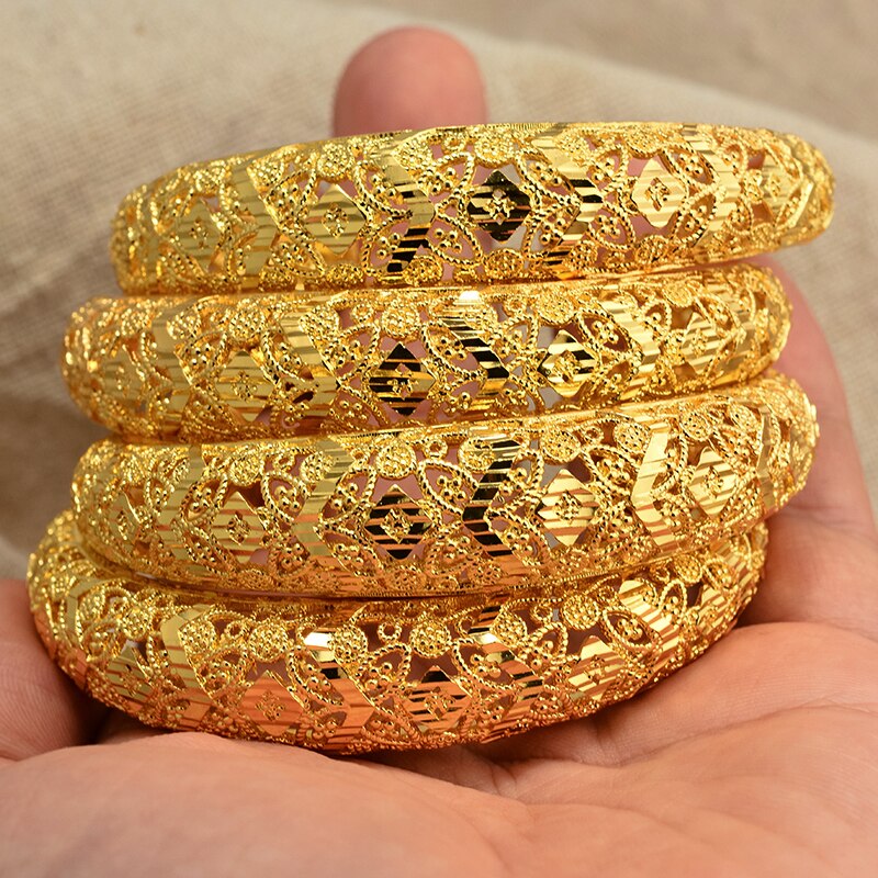 Annayoyo 24K Dubai couleur or Bracelets pour femmes Bracelets éthiopiens moyen-orient bijoux de mariage africains