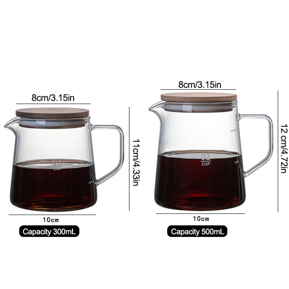 500ml/300ml Glass Pitcher Heat Resistant Clear Glass Teapot With Lid Household Glass Coffee Jug Milk Juice HolderFor Coffee Tea
