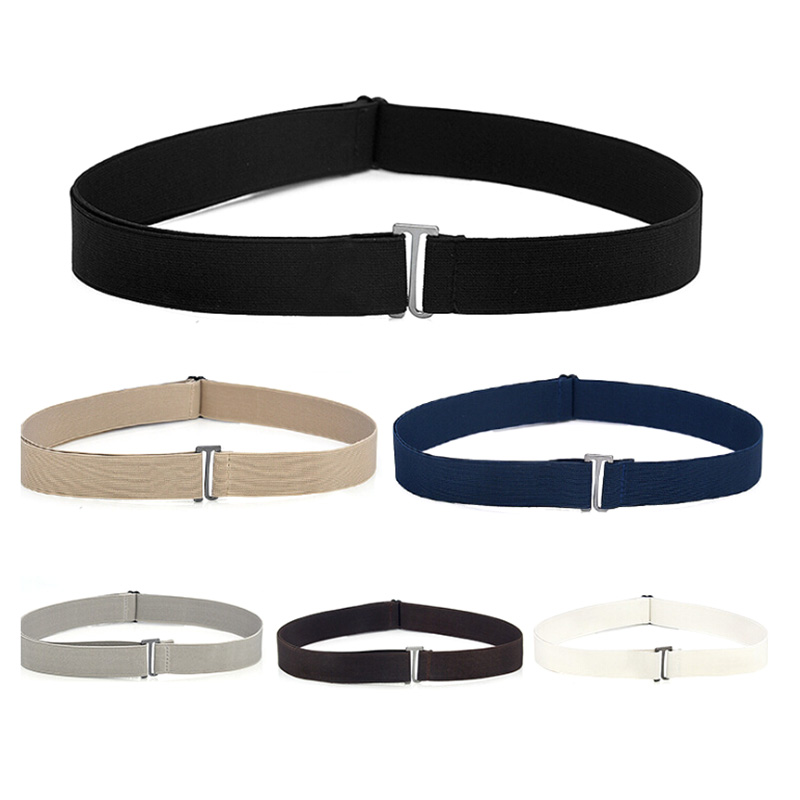 Women Invisible Belt Buckle Plastic Comfortable Elastic Belt For Women Men Adjustable No Show Web Belt For Jeans