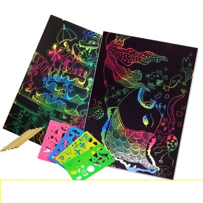 Non-toxic A4 scratch paper Children&#39;s students hand-made DIY scratch painting colorful scraping paper 50 sheets 100 sheets