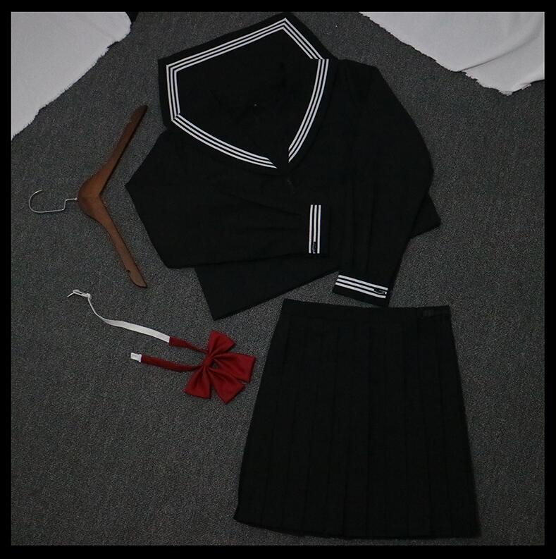 TR Giapponese JK impostato Uniforme Scolastica Delle Ragazze NERO BIANCO 3 LINEA Ad Alta Scuola Delle Donne Della Novità Vestiti Alla Marinara yankee ragazza uniforme JKL028