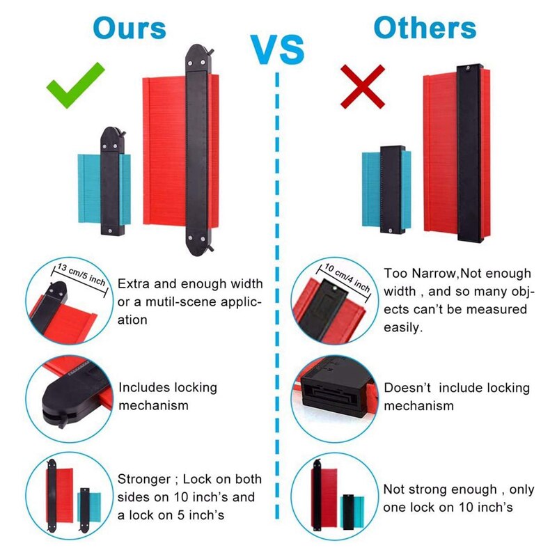 2Pcs Contour Gauge with Lock Profile Duplications Gauge Copy Irregular Shapes Measuring for Corners and Contoured
