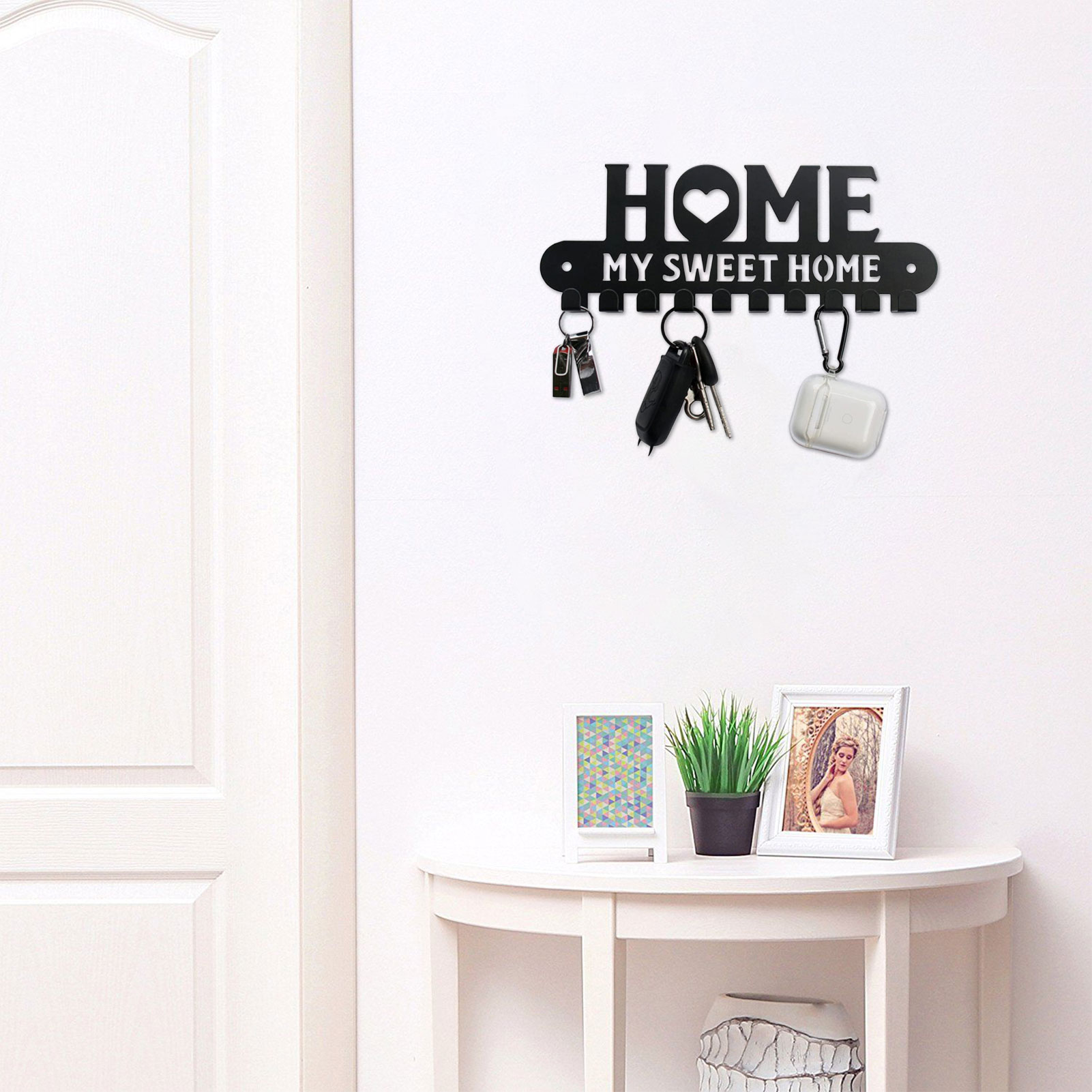 Metal Key Holder 10 Key Hooks Wall Decoration Wall Mounted Entryway Key Shelf Key Rack For Kitchen Wall Entryway Bathroom Living