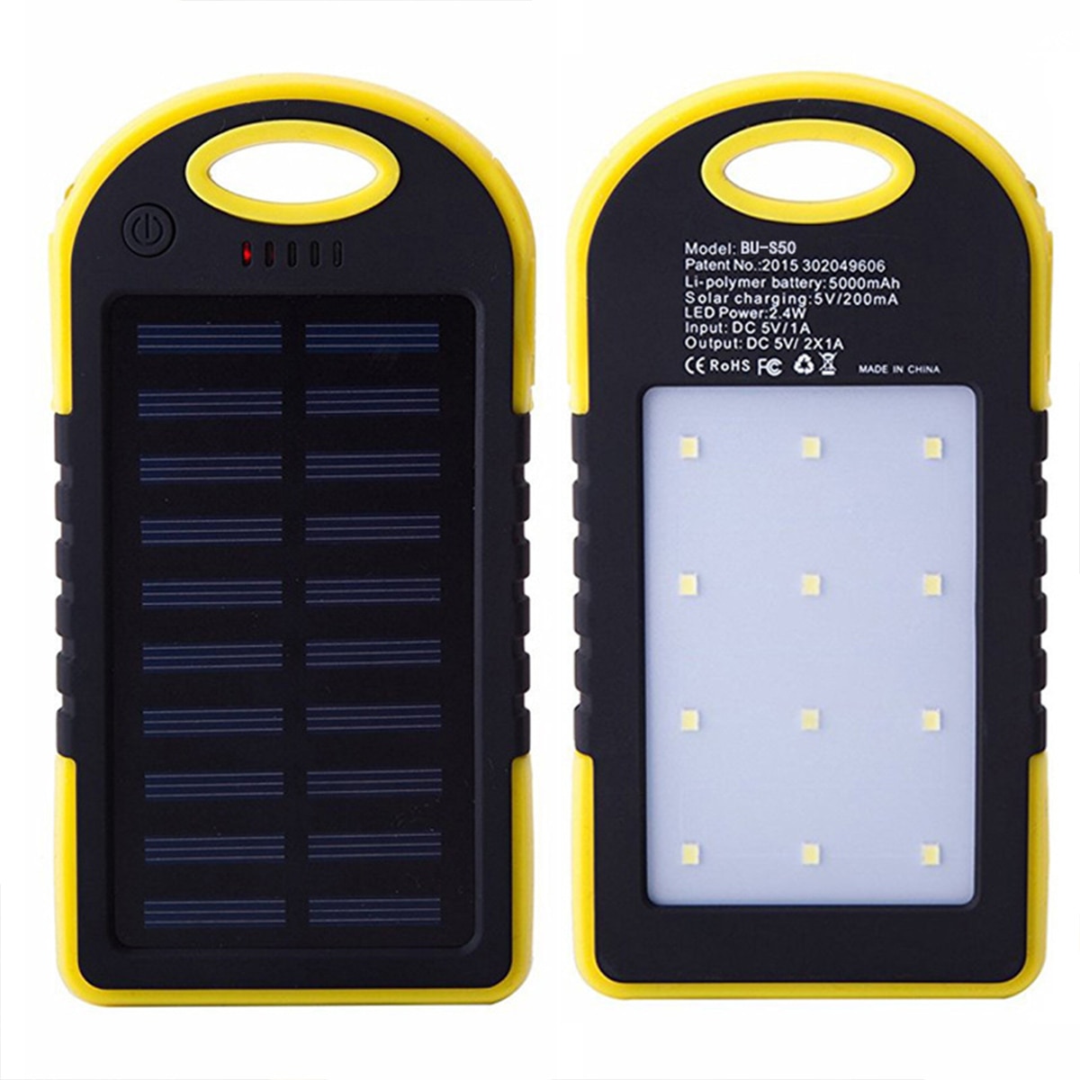 Solar Power Bank Double USB Solar Charger External Battery With LED Portable Camping Light Charger Pack for Smart Phone