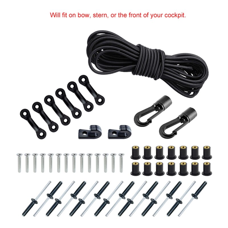 Uitgebreid Dek Rigging Kit Accessoire Elastische Touw Bungee Nylon C En J Gesp Voor Kajaks Kano Boot Accessoires