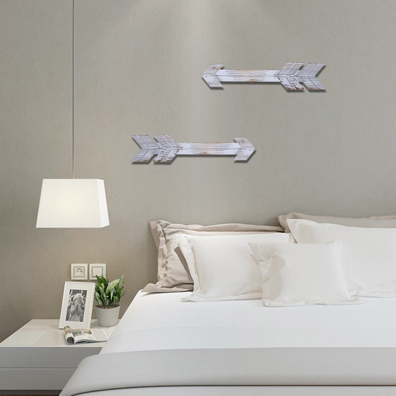2 Set Wooden Arrow Sign Wall Decor Rustic Arrow Home Decoration Farmhouse Home Wall Hanging Decor