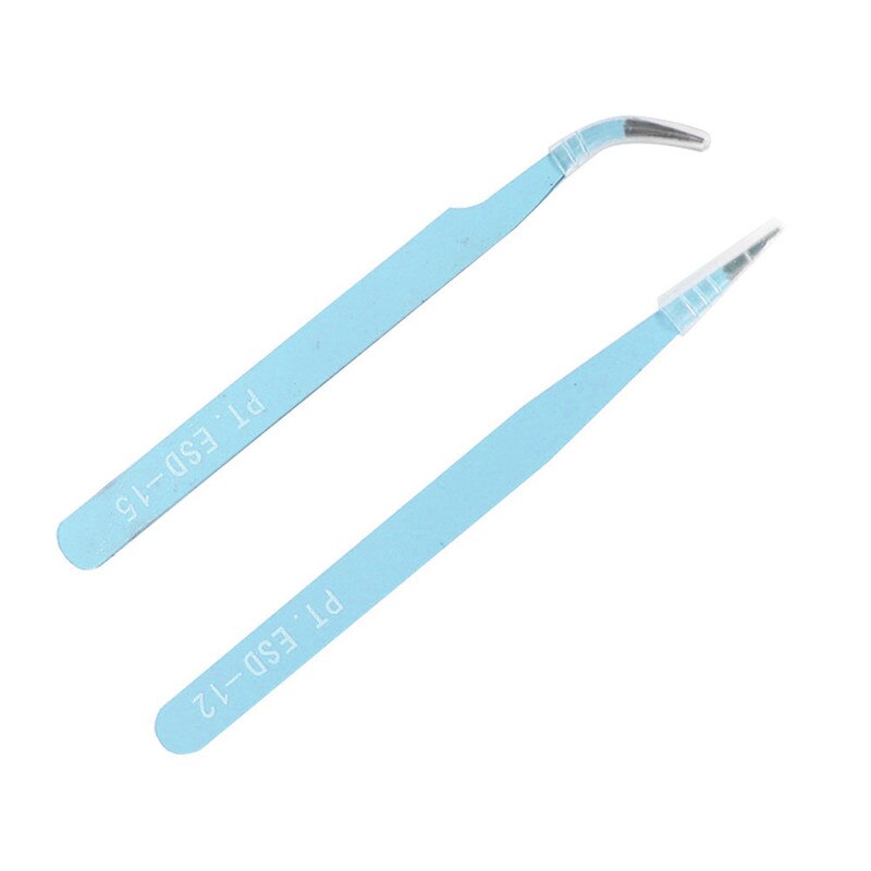 2 Stuks Rvs Wimpers Pincet Professionele Voor Wimpers Extension Anti-Statische Wimper Tweezer Make-Up Tools