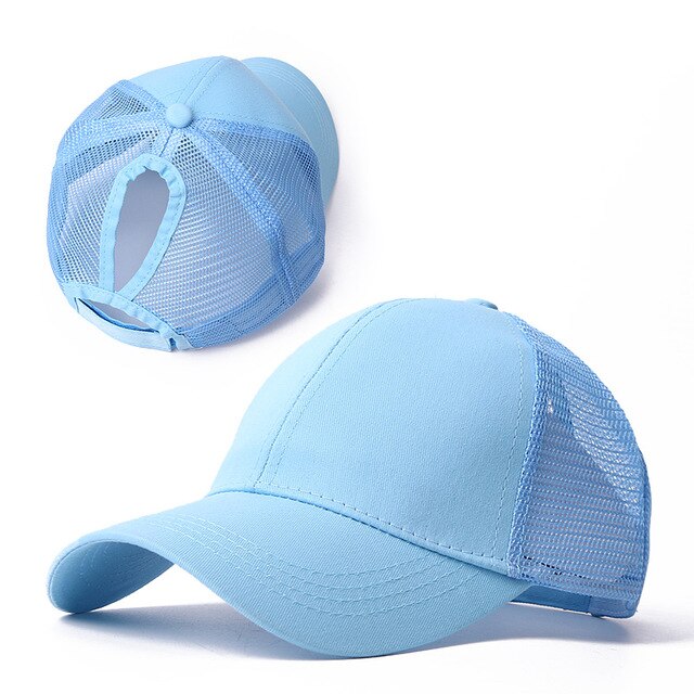 Hestehale baseballkasket til kvinder mænd sommer unisex ensfarvet mesh åndbar baseballkasket justerbar udendørs sport solhat: K
