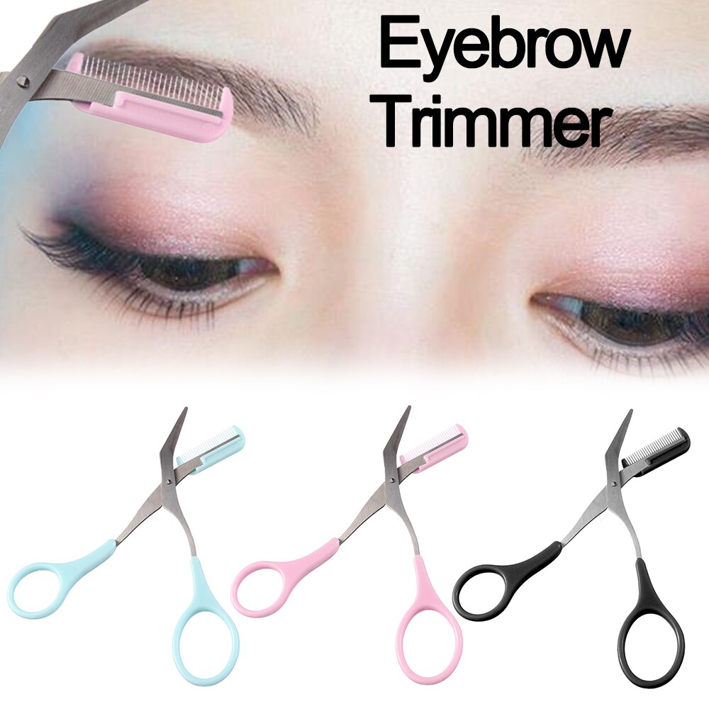3 kleuren Wenkbrauw Trimmer Schaar Met Kam Ontharing Grooming Shaping Scheerapparaat Eye Brow Wimper Make-Up Tool