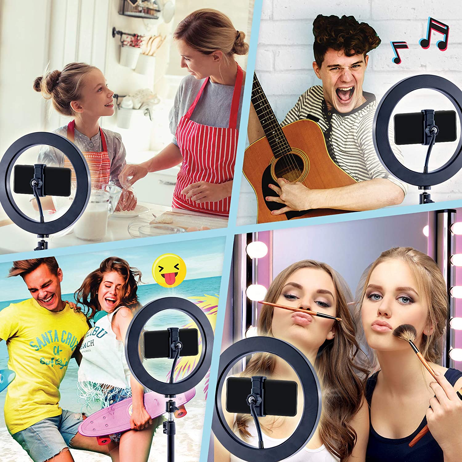 8" LED Ring Light with Stand Green Background Cloth Photographic Ring Lamp DIY Studio Creator Video Maker Green Screen Kit