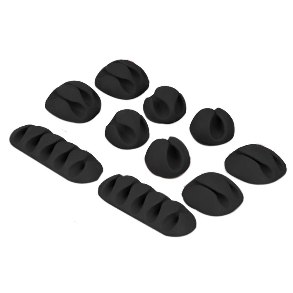 10pcs/pack Wire Cable Clips Office Silicone Cable Organizer Wire Holder Desk Cord Clip Tie Fixer Wire Management