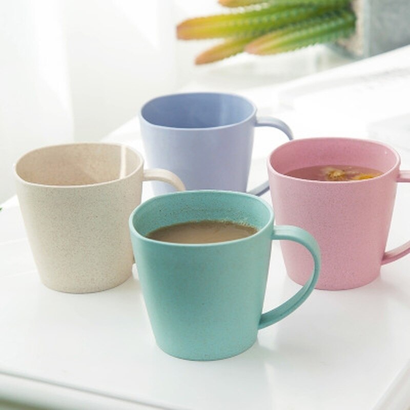 Excellente 1Pc sain blé paille lait tasse Protection de l'environnement épais Anti-tasses chaudes