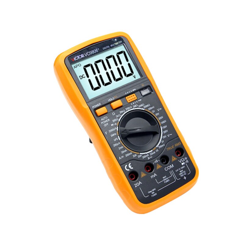 VICTOR VC9806+ Digital Multimeter DMM Ammeter Voltmeter Ohmmeter w/ Capacitance Frequency & hFE Test