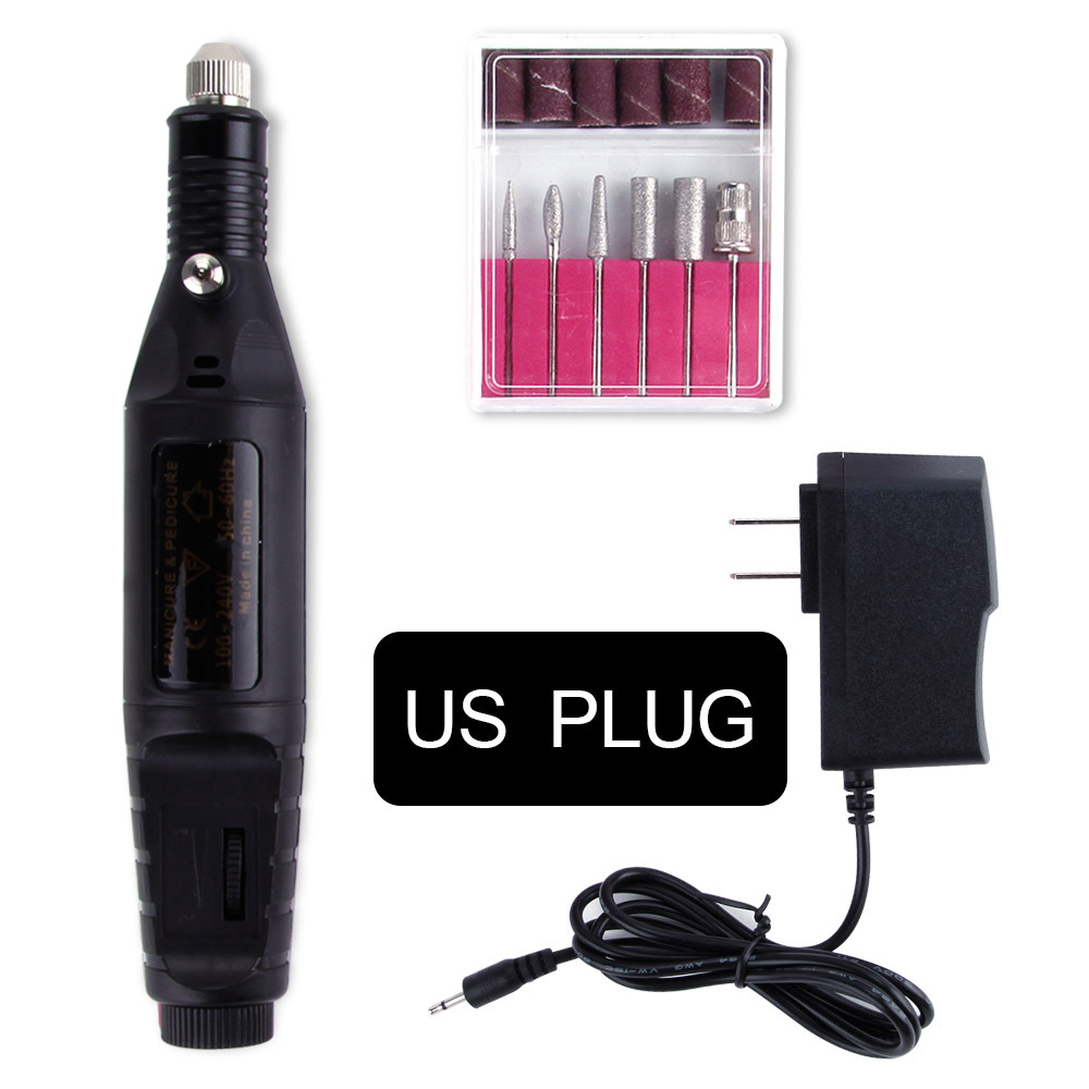 Taladro eléctrico para uñas, herramienta para manicura y pedicura, cuidado de los pies, 1 unidad: Black US Plug