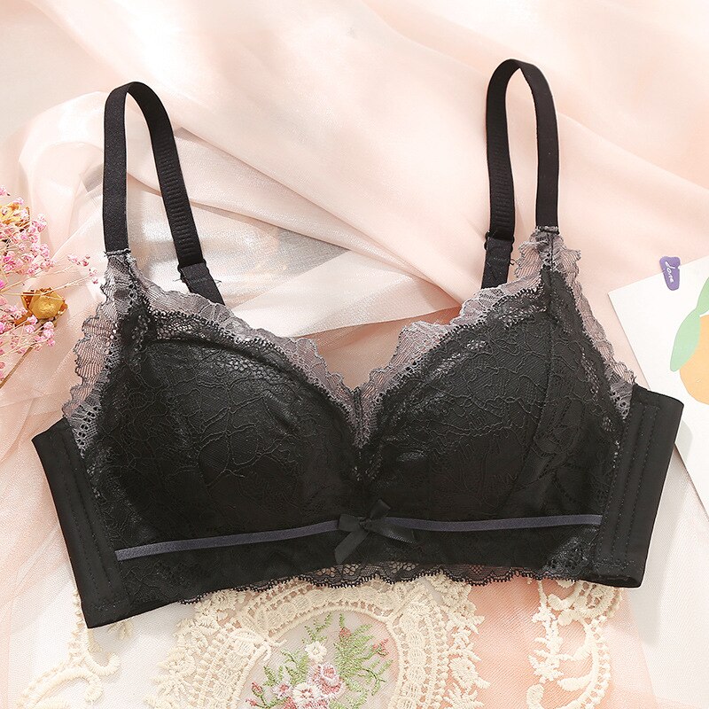 Soutien-gorge léger pour filles, tasse légère, ne vide pas, sous-vêtements à lait, sans jantes, 165 # ~: black / 36