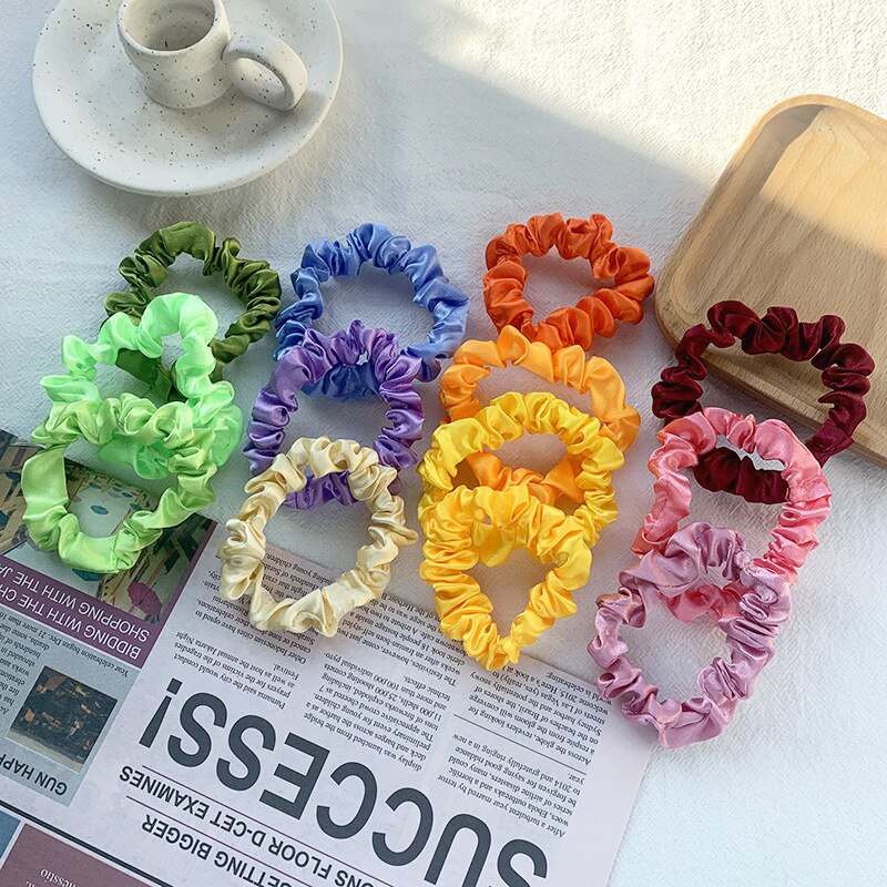 1Pc Elastic Hairbands Hair Tie for Women Satin Scrunchies Stretch Ponytail Holders Handmade Heandband Hair Accessories