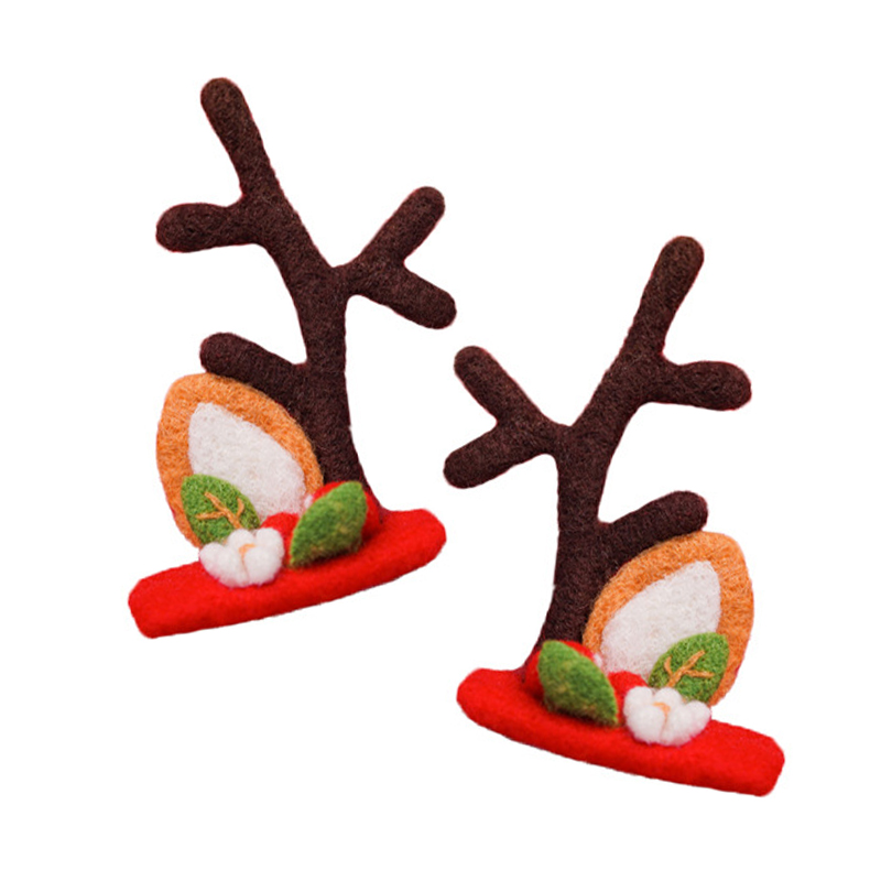 Horquilla de fieltro de lana para niños y niñas, accesorios creativos para el cabello, decoración de fieltro de lana para Navidad y Año , DIY: Type3