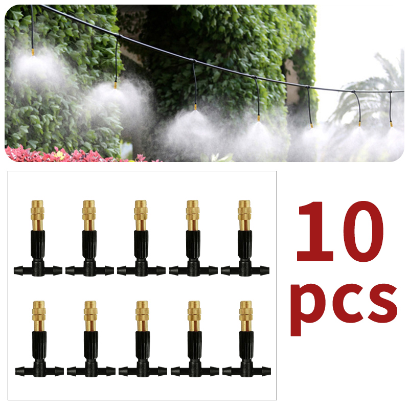 Sistema de enfriamiento por nebulización para exteriores, 10-30M, 4/7PVC, riego de jardín, boquillas atomizadoras de latón ajustables de 1/4 pulgadas, microaspersores