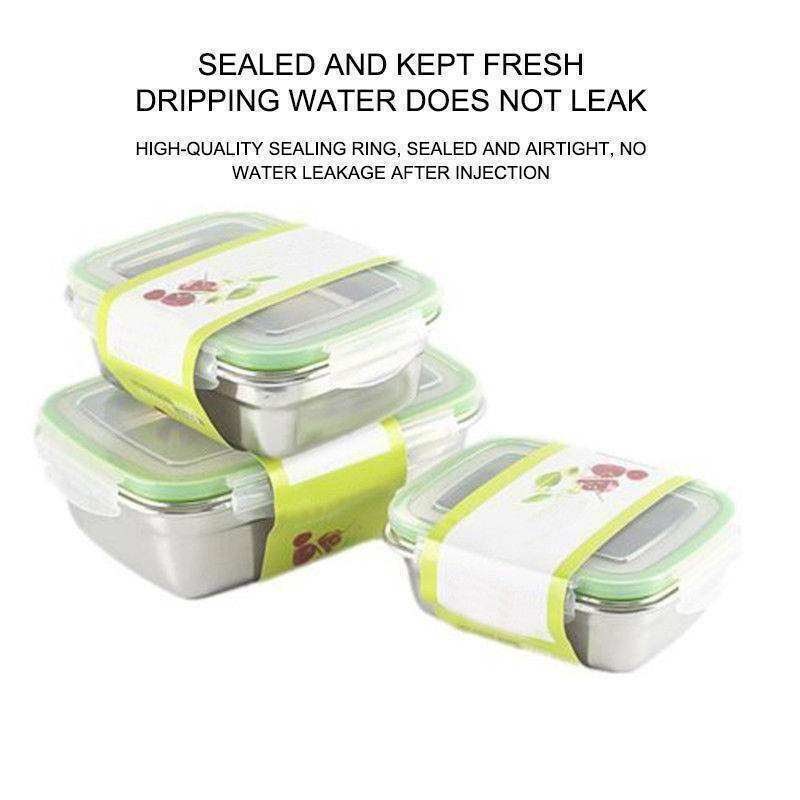 Portable Stainless Steel Lunch Box Microwave Food Container Bento Box Clear Tableware Lunch Bowl