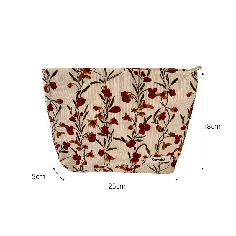 Kabel Kosmetik Tasche retro Blume drucken Kosmetik Tasche Tragbare Waschen Tasche Frauen Reisen Kosmetik Tasche Schönheit Lagerung Tasche