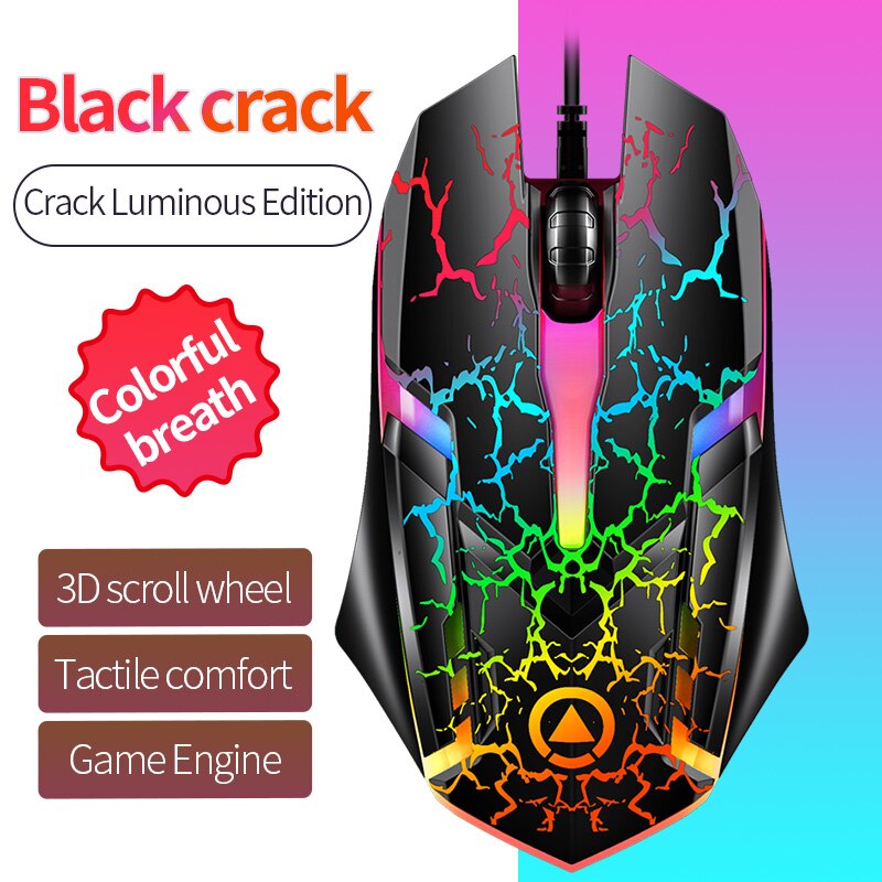G6 7200Dpi Rgb Bedraad Mechanische Gaming Mouse Voor Computer Pc Gamer Mute Laptop Accessoires Kit Gamer Verstelbare Lengte Muis: Crack Luminous
