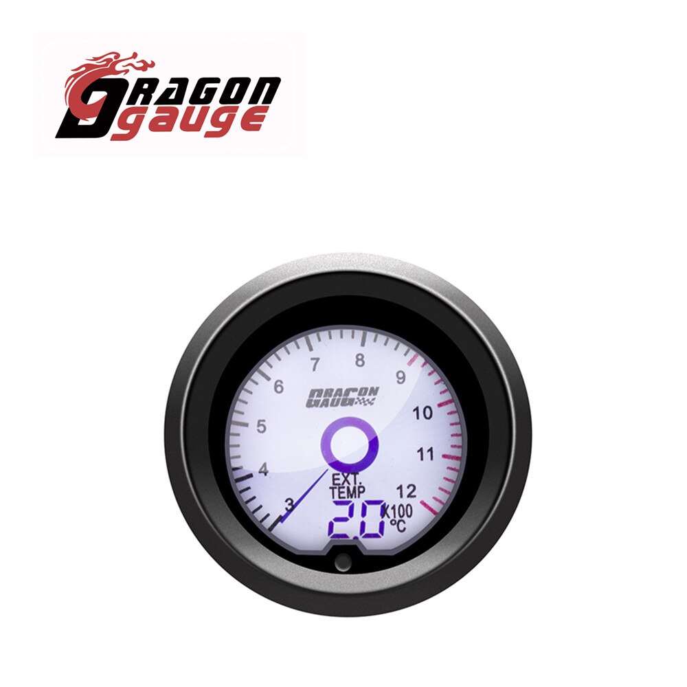 DRAGON GAUGE 52mm Tachometer Voltmeter Boost Vacuum Water Temp Oil Temp Oil Press Air Fuel Ratio EGT Gauge LCD Gauge for 12V Car: Exhaust Temp Meter