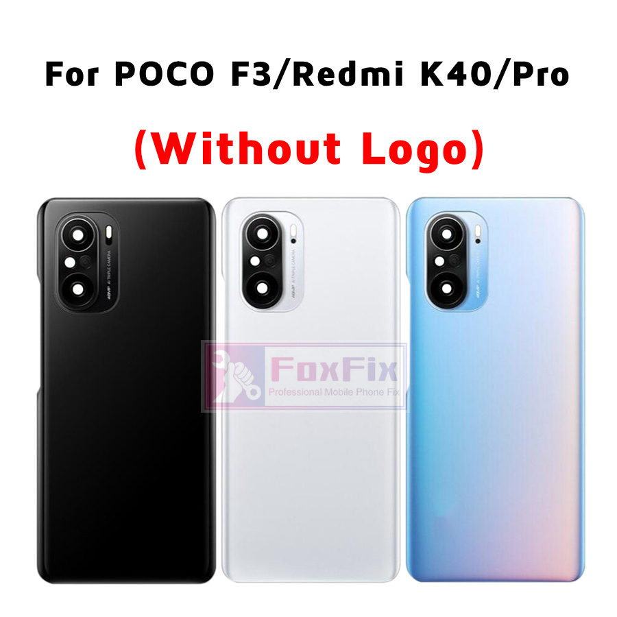 Zonder Logo Voor Xiaomi Poco F3 Batterij Cover Terug Glas Achterpaneel Behuizing Deur Case Met Camera Glas Lens Vervanging + Sticker