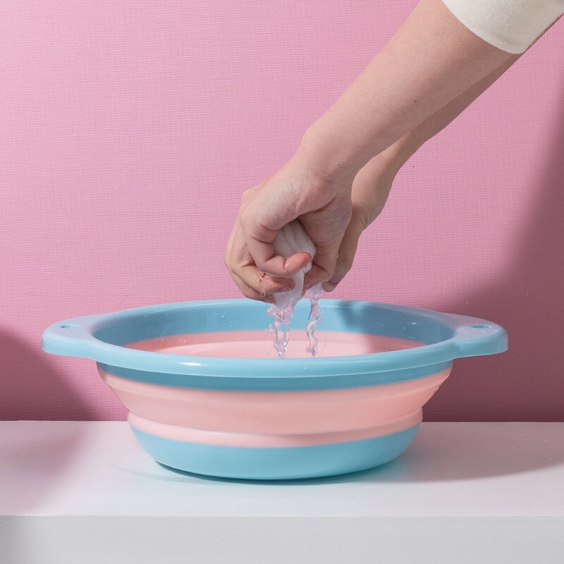Washbasin Foldable Basin Foot Washing Laundry Sink Kitchen Bathroom Portable Folding Washbasin Household Hangable Plastic Basin