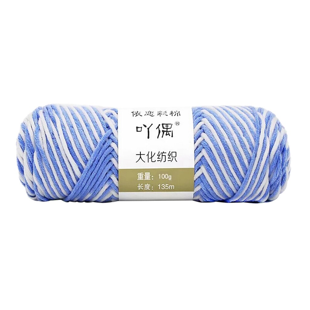 Hilo de algodón 100g para manualidades, hilo de algodón para manualidades, hilo de algodón cálido para tejer a mano, hilo de lana: Blue