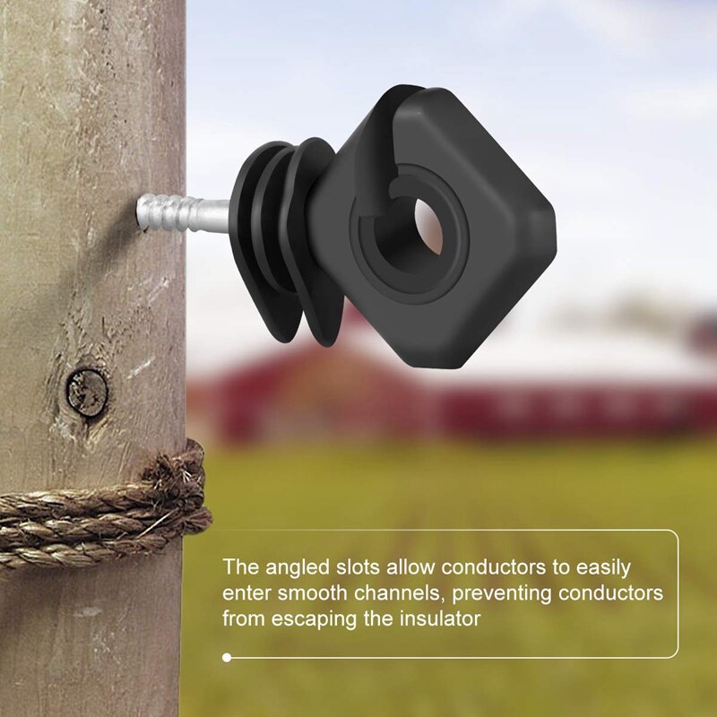 25Pcs Electric Fence Insulator,Screw-in Insulator Fence Ring for Wood Post,Black