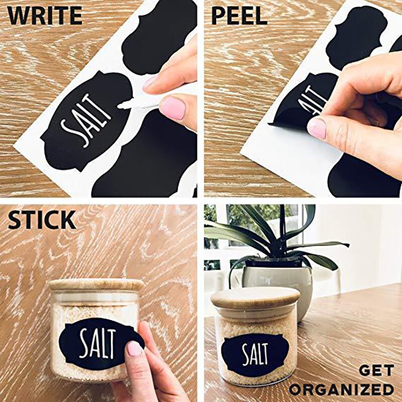 40/50/105Pcs Schoolbord Stickers Black Spice Stickers Label Voor Keuken Jar &amp; Fles Containers Verwijderbare Krijtbord sticker