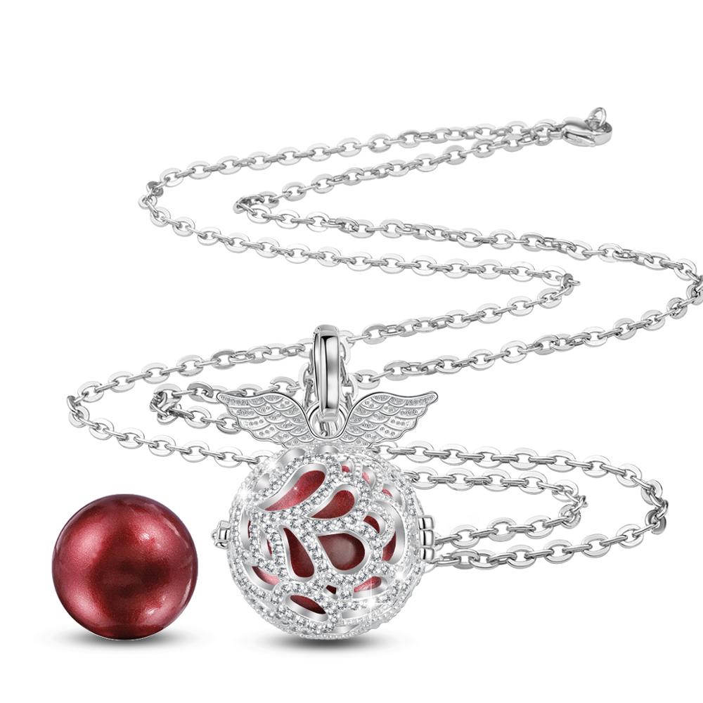 Angel caller 18mm Wing Harmony Bola Ball Crystal Ball CZ Cage Pendant long Necklace DIY Chime Ball For Pregnant woman baby K380: A23