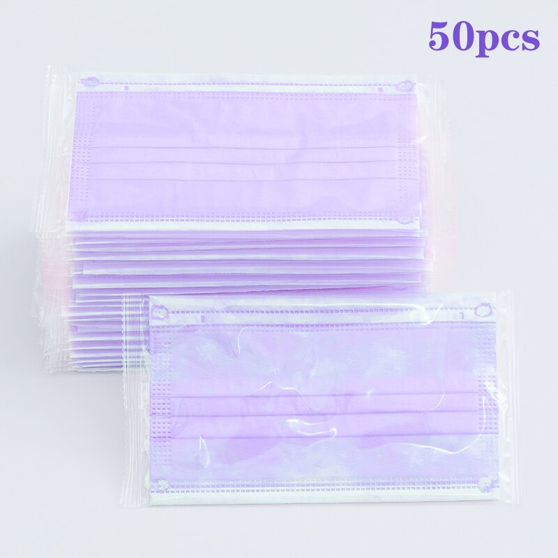 10/50/100 pièces masque facial emballage indépendant masque facial jetable masque de 3 couches Non-tissé fondu masque soufflé masque de couleur adulte