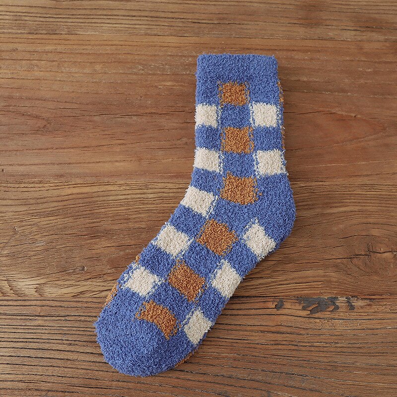 Inland Style Fatcow Women's Socks Colorful Plaid Thick And Warm Wool Socks Floor Woman's Girl's Socks Winter Socks EU 35-43: C6