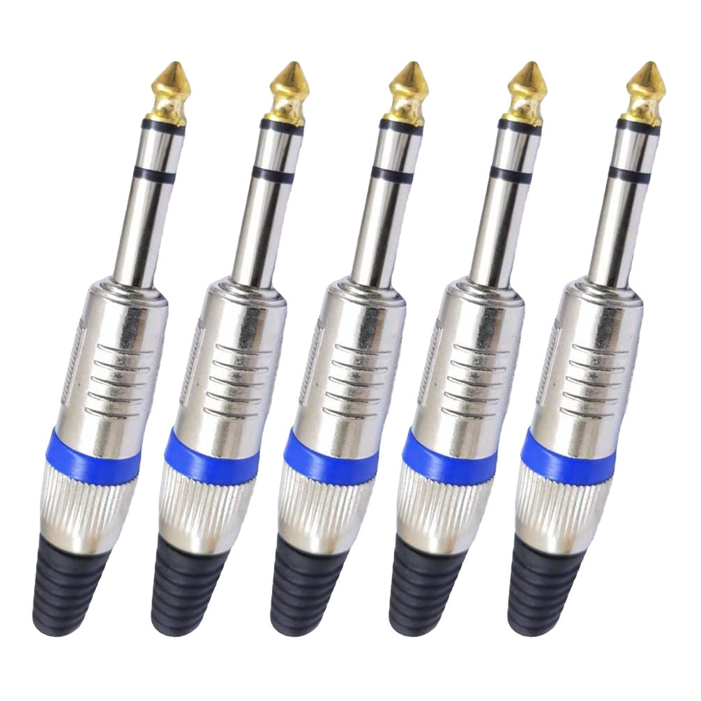Set di adattatori audio da 5 pezzi: spine placcate in oro da 6,35 mm a RCA/3,5 mm, alloggiamento in metallo, blocco a vite, audio Hi-Fi per microfono/ampli/altoparlante