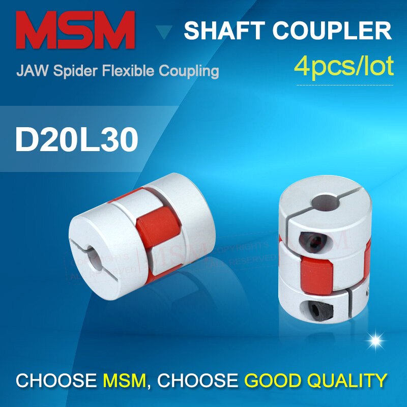 4pcs MSM Shaft Couplers D20L30 Motor Connector Rubber Spider Ballscrew Flexible Jaw Coupling 5mm 6mm 8mm10mm 3d Printer CNC Kits